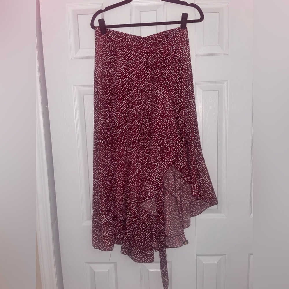 Elegant Burgundy Polka Dot Women's Skirt